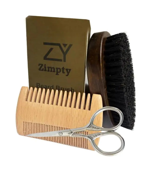 Beard Mastery Kit with Boar Bristle Brush & Wood Comb