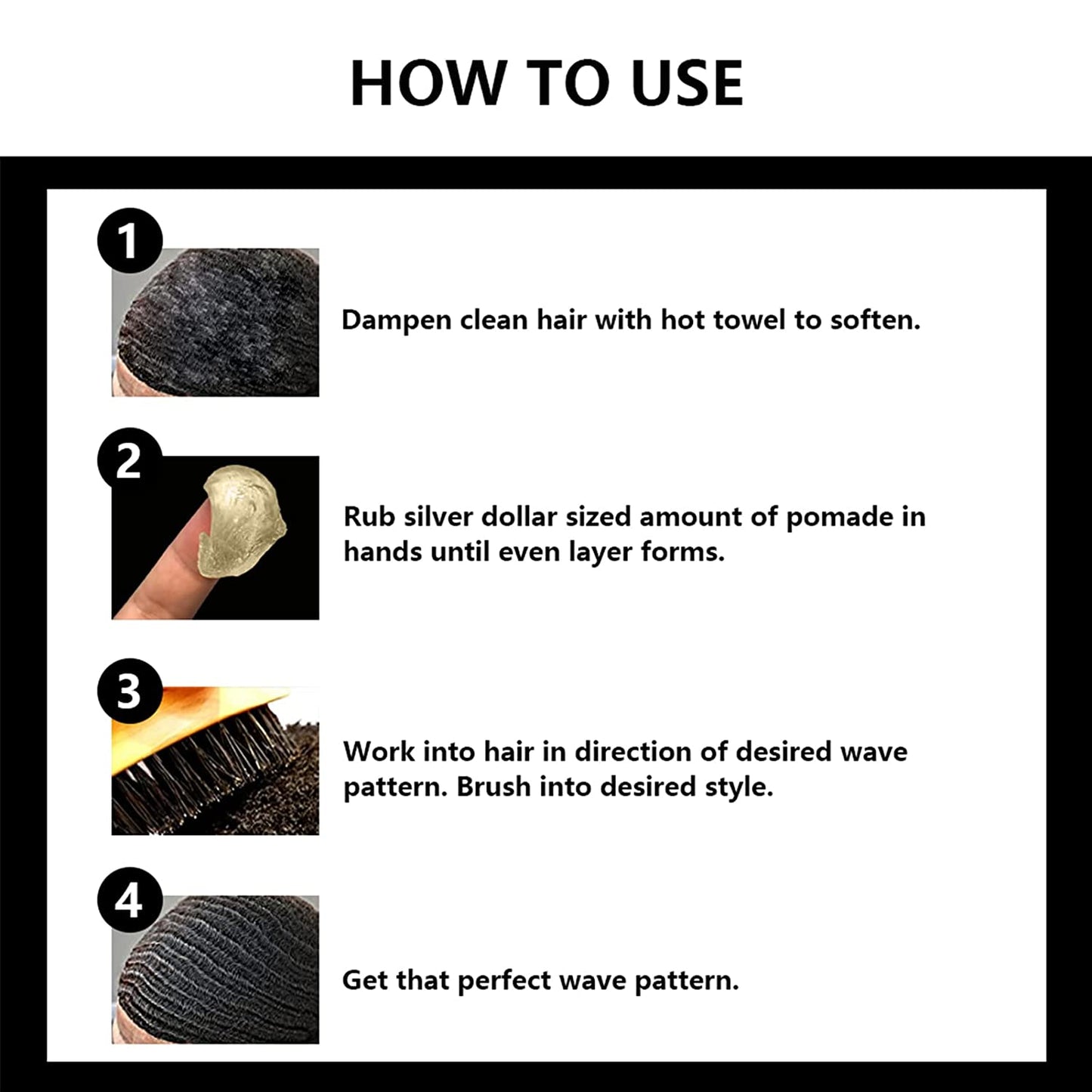Natural Wave Pomade for Men Strong Hold, Easy Wash 360 Wave Training Hair Cream, Waves Grease for Men Promotes Layered Waves, Moisture, Control and Silky Shine 4Oz