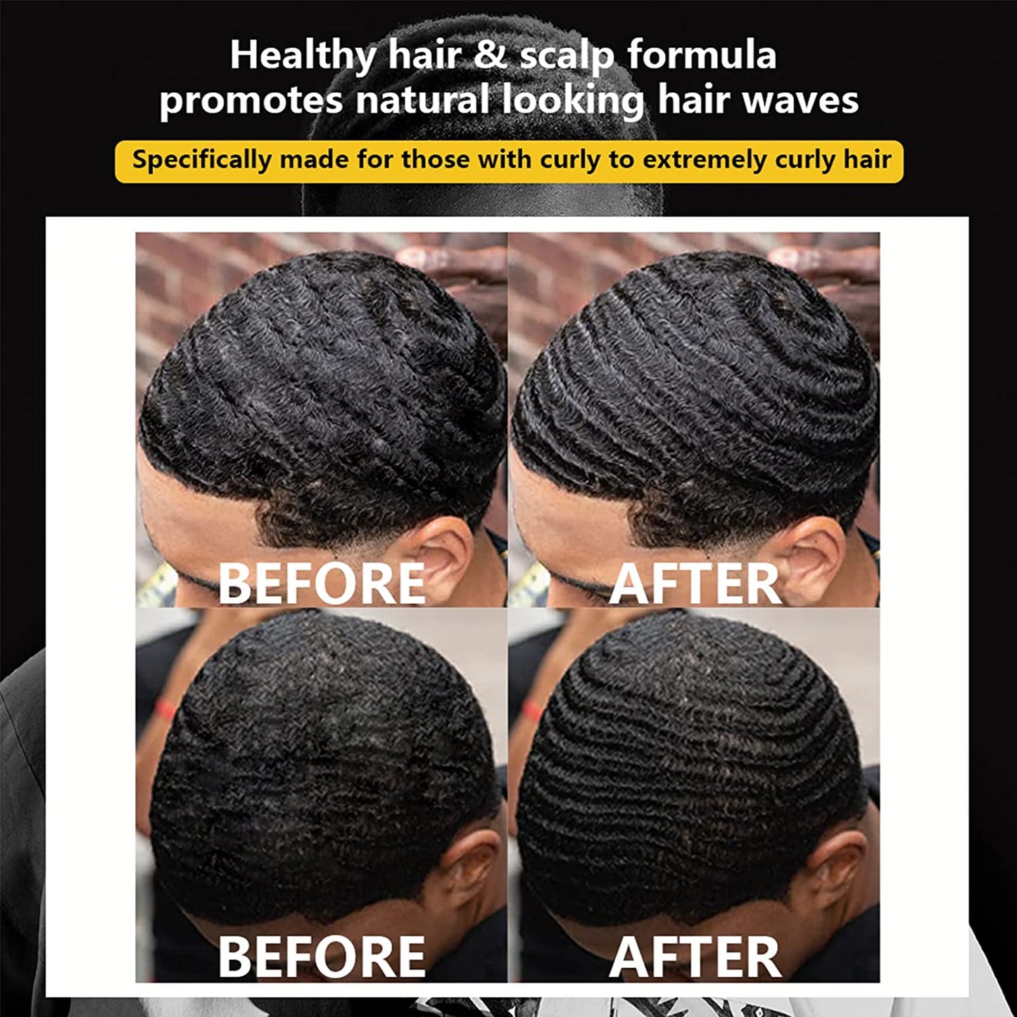 Natural Wave Pomade for Men Strong Hold, Easy Wash 360 Wave Training Hair Cream, Waves Grease for Men Promotes Layered Waves, Moisture, Control and Silky Shine 4Oz