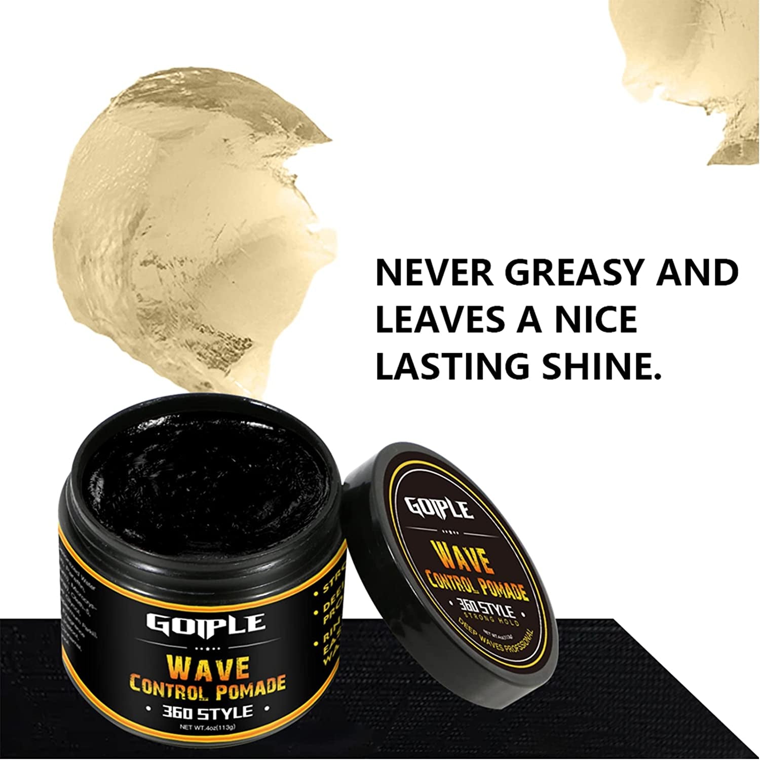 Natural Wave Pomade for Men Strong Hold, Easy Wash 360 Wave Training Hair Cream, Waves Grease for Men Promotes Layered Waves, Moisture, Control and Silky Shine 4Oz